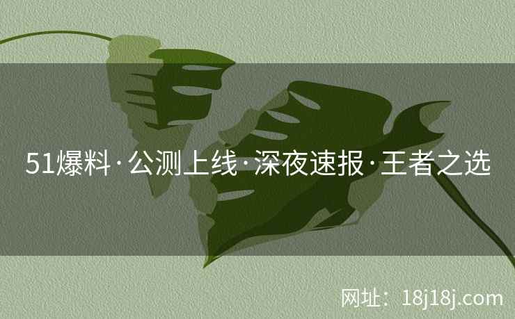 51爆料·公测上线·深夜速报·王者之选